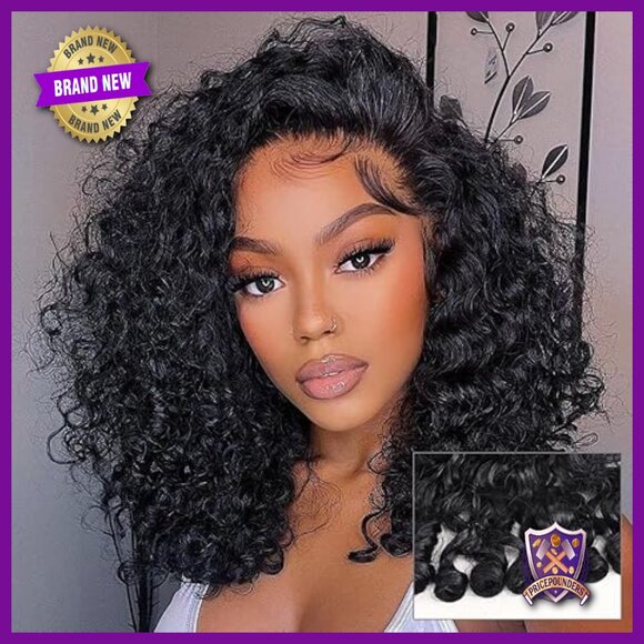 13x4 Lace Front Bob Wig 14 Inch Human Hair Burmese Curly 180 Density main image 4